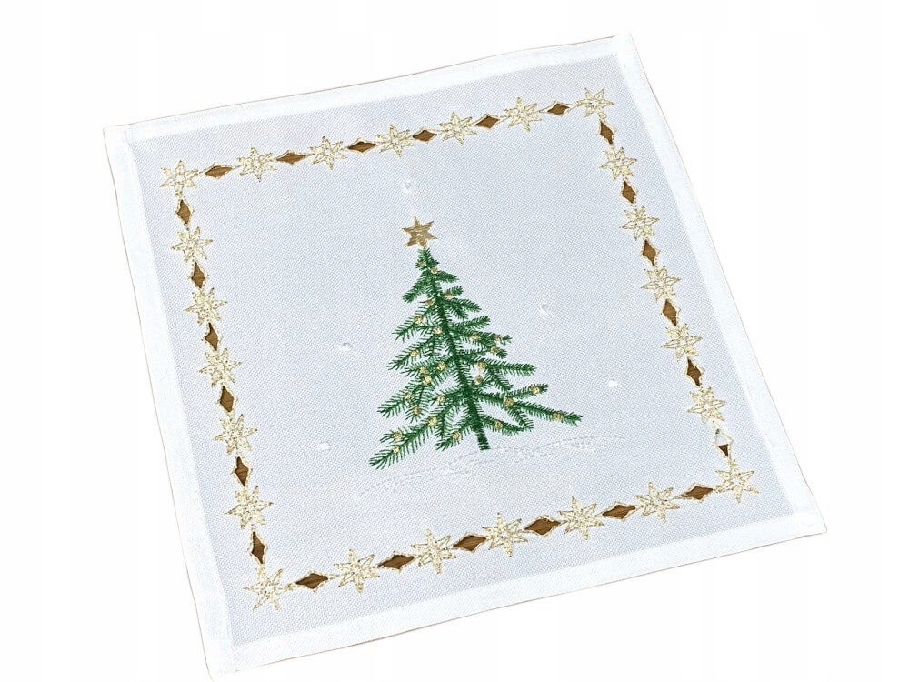 

Serwetka świąteczna 25x25 cm choinki biała