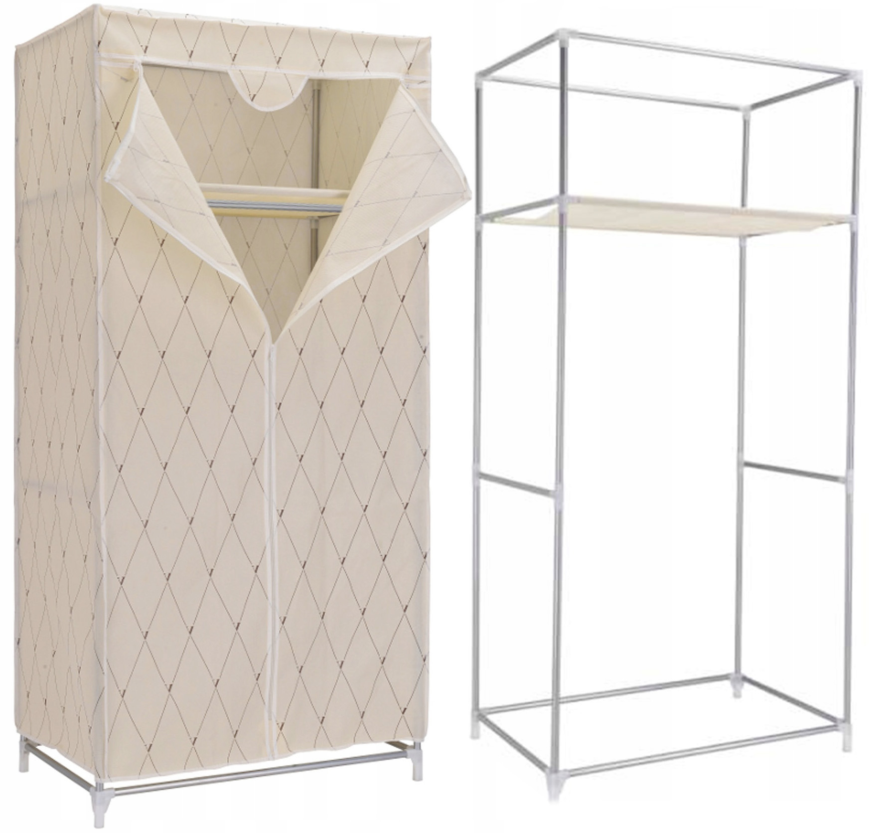 GARDEROBA MATERIAŁOWA SZAFA SKŁADANA NA UBRANIA TEKSTYLNA WIESZAK PÓŁKA