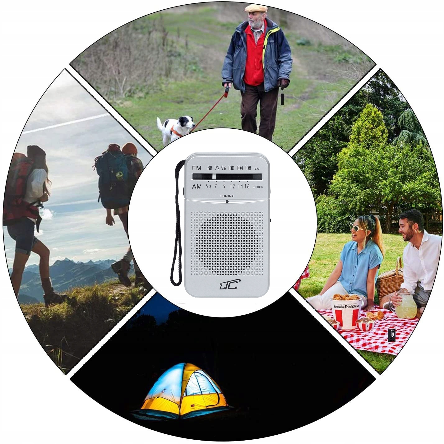 MINI RADIO FM PRZENOŚNE TURYSTYCZNE PODRĘCZNE KIESZONKOWE NA BATERIE Zasilanie AA