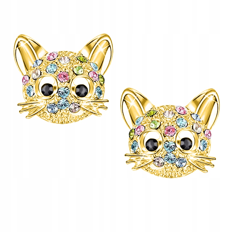 ZŁOTE KOLCZYKI 925 DLA DZIEWCZYNKI KOTKI SREBRO