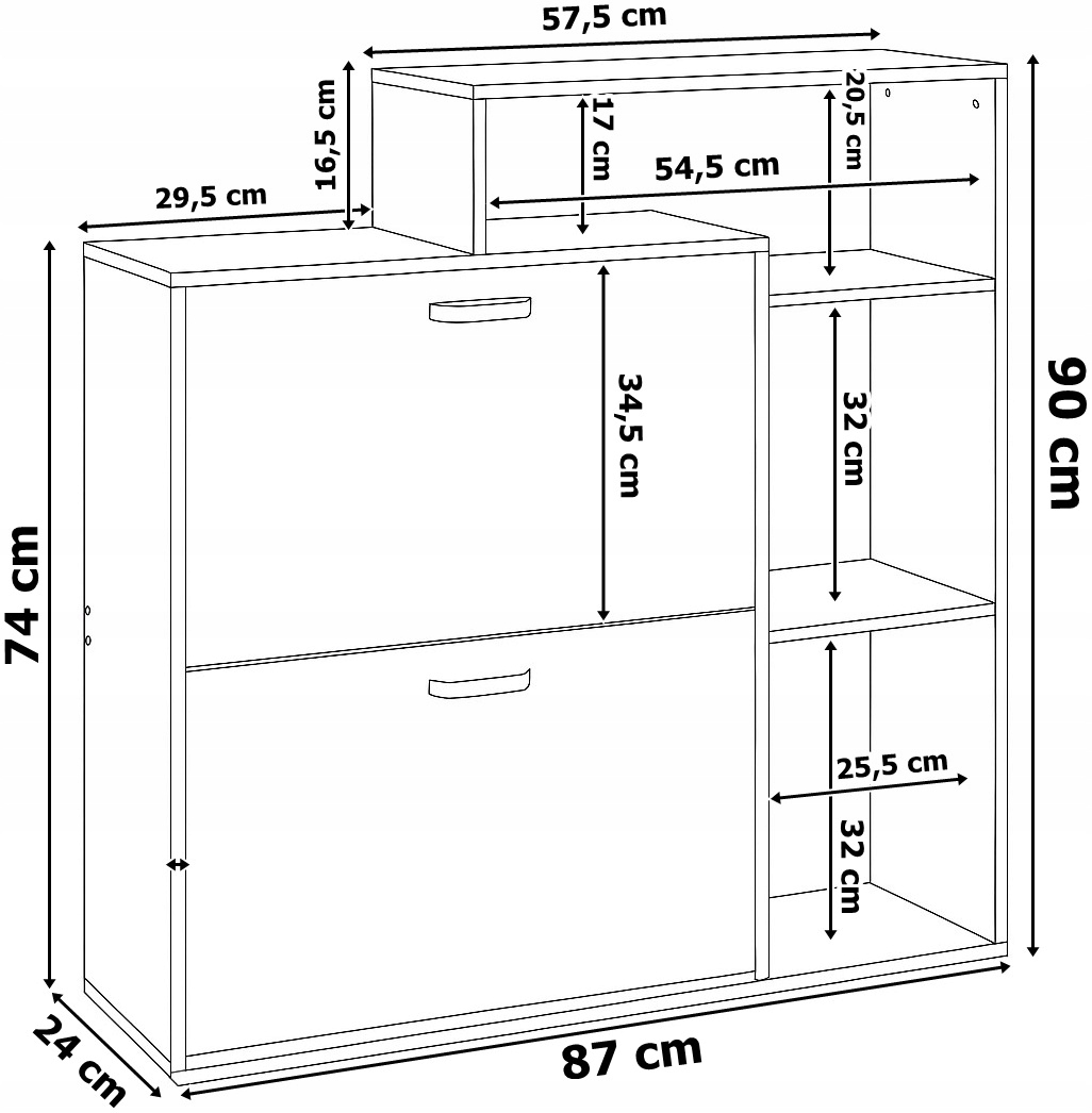 SZAFKA NA BUTY OBUWIE WĄSKA BIAŁA DĄB SONOMA Z REGAŁEM PÓŁKI DO PRZEDPOKOJU Kod producenta 069563MG