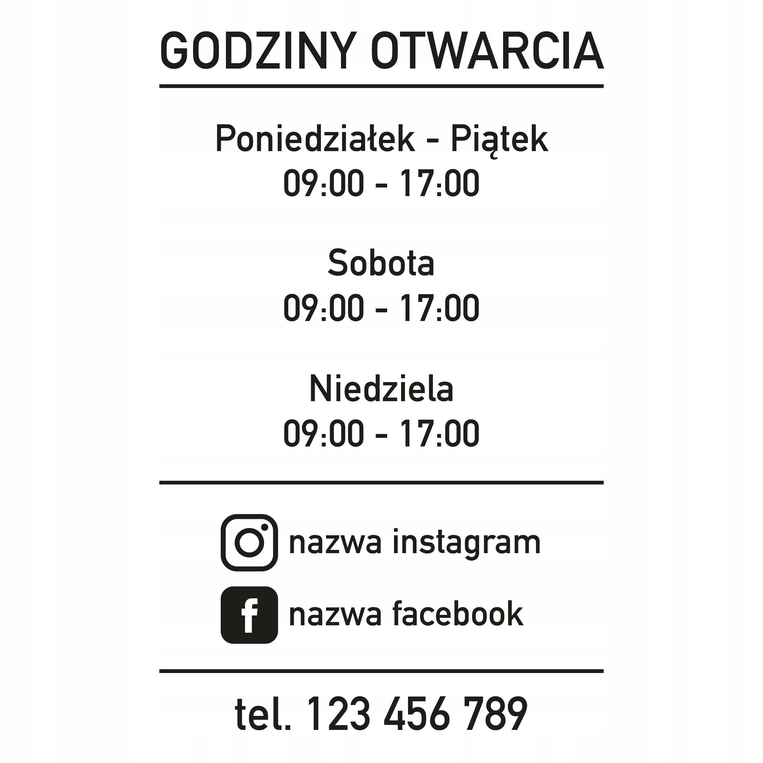 

Naklejka godziny otwarcia 40x60cm W42