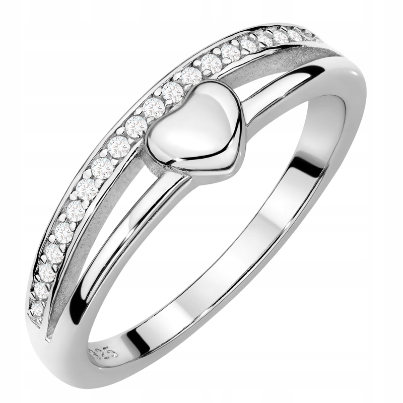 Stříbrný Prstýnek Dámský snubní prsten ryzost 925 Srdce s kubickým zirkonem vel. 18