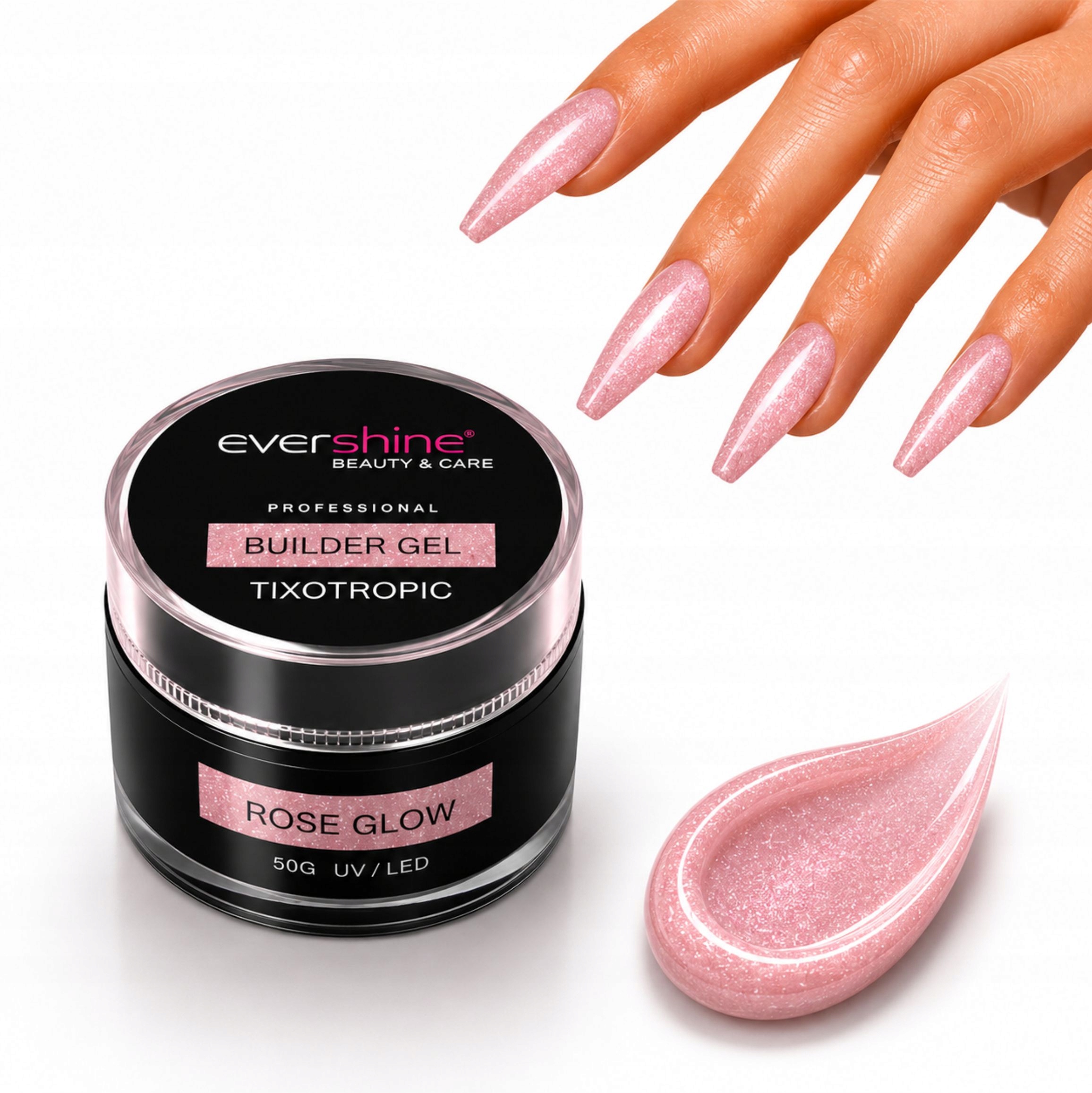 Builder Gel Tixo Rose Glow 50g Uv Led – růžový Gel s drobinkou