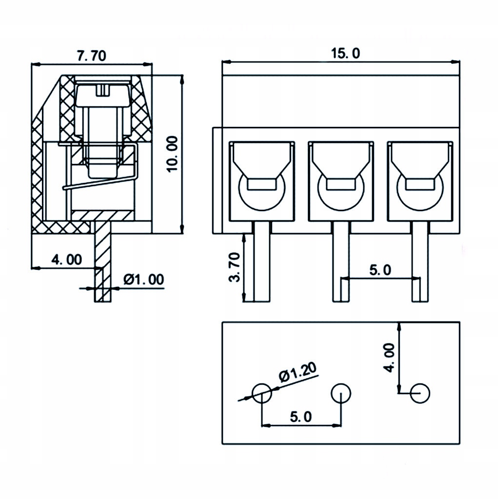 Złącze ARK 5.08mm 3 pin (+) Terminal Block 1 szt. Producent bez marki