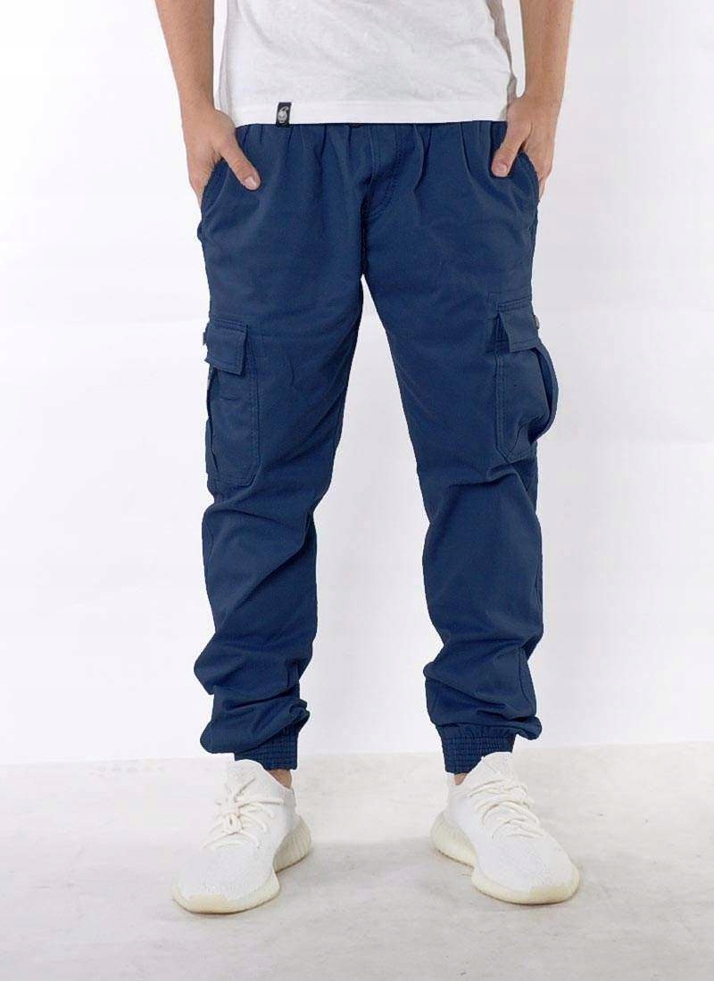 Spodnie XL Bossline Cargo Joggery Niebieskie bojówki luźne baggy polskie Rozmiar XL