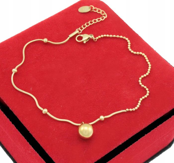 BRANSOLETKA ZŁOTA NA NOGĘ ŻMIJKA KULKI STAL 316 L Marka Inna marka