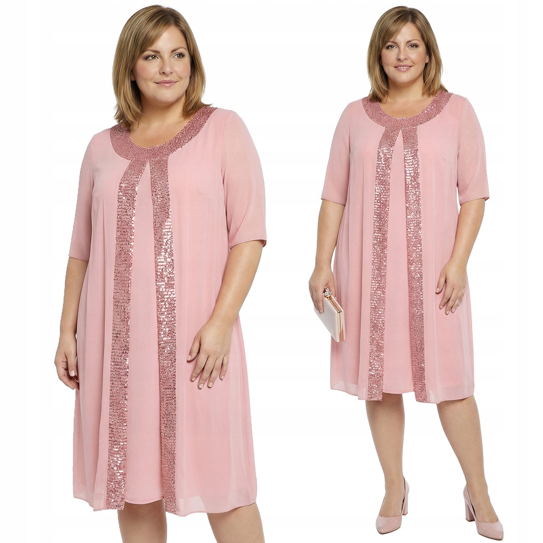 Růžová šaty s flitry plus size velikost 58