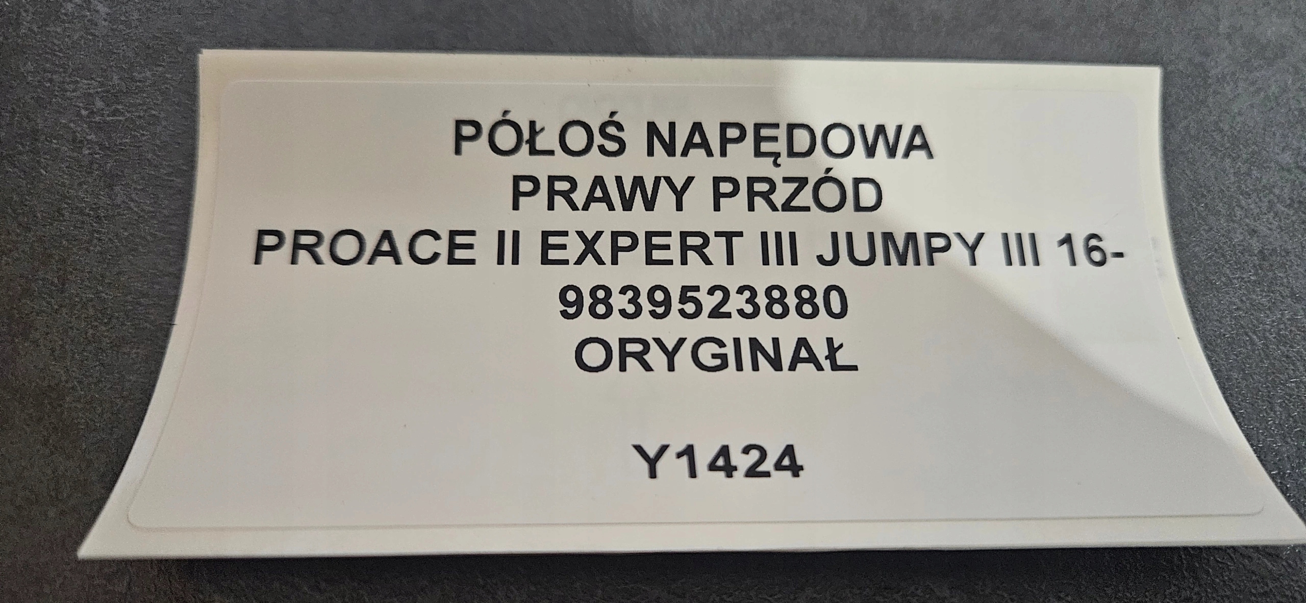 semi-axis NAPEDOWA right front PROACE II EXPERT III JUMPY III 16- 9839523880
