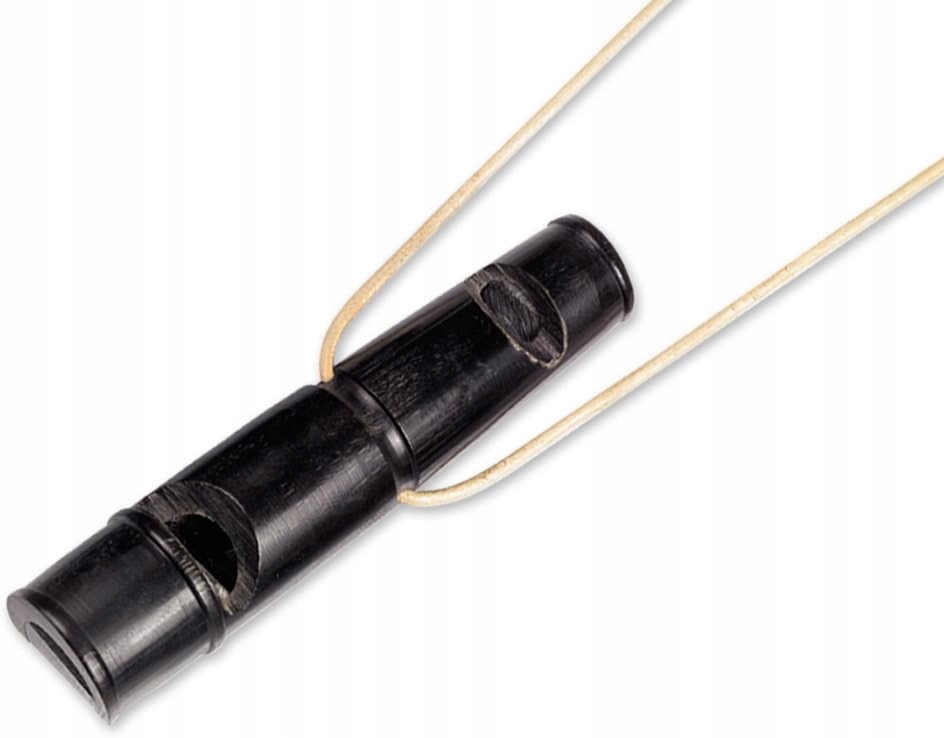 Levně Nobby Píšťalka pro psa buvolí roh dvoutónová trénink kožený pásek černý