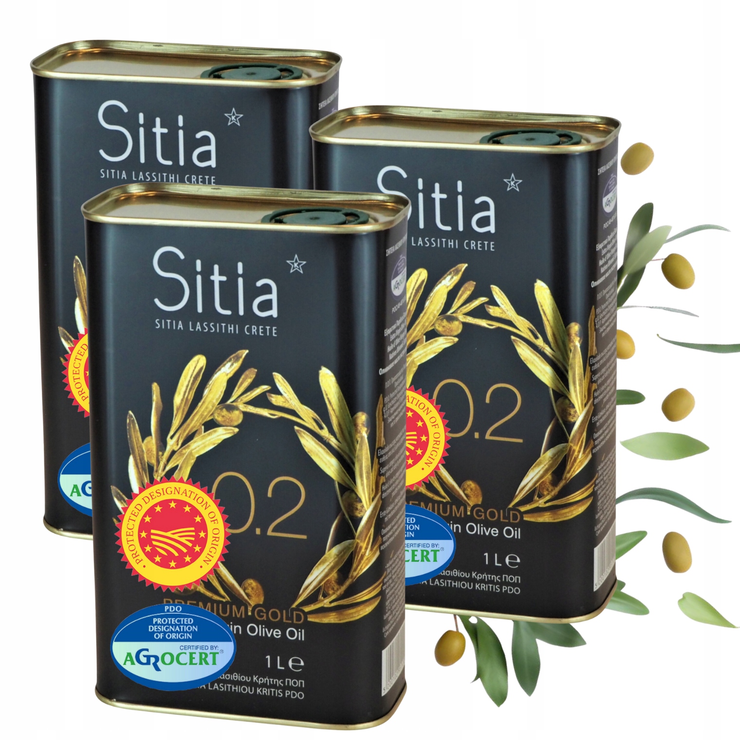 Grecka Extra Virgin Oliwa Z Oliwek 3L Premium Sitia 0,2% zestaw 3x1L 01.28