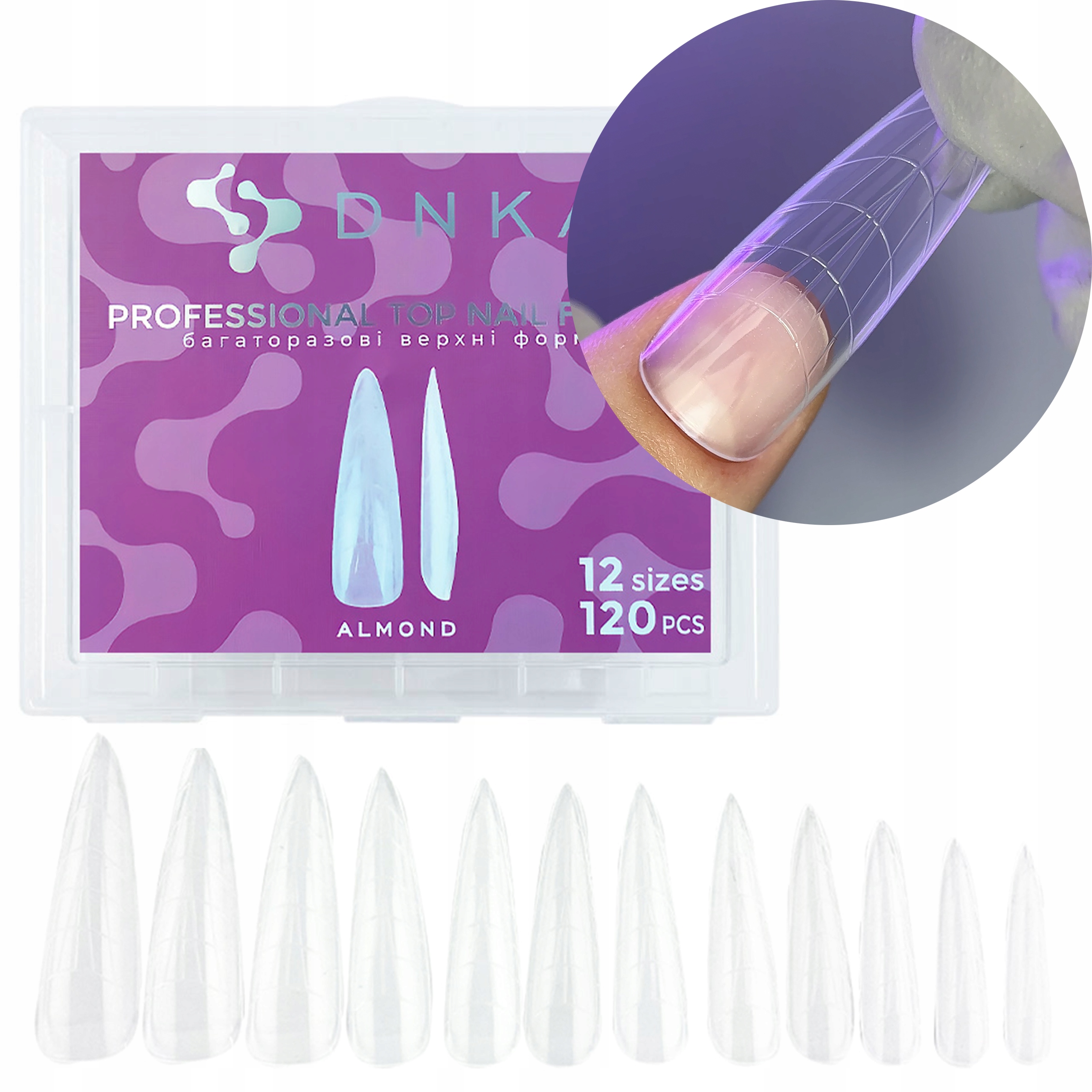 Dnka' Horní Formy Dual Pro Prodlužování Nehtů Almond Migdal 120 Ks