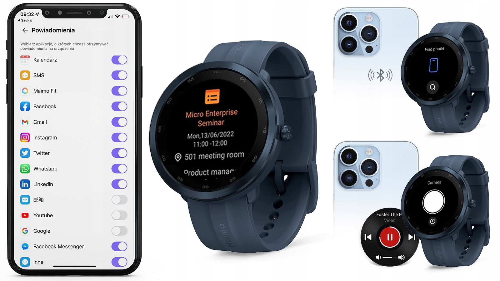 70mai Maimo Watch R SMARTWATCH ZEGAREK 5ATM+ PASEK Złącza brak