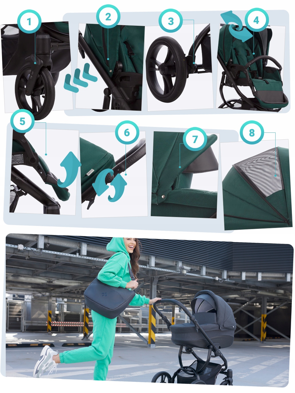 WÓZEK 4W1 BEBETTO HOLLAND 03 GR I CYBEX ATON BAZA Zestaw 4w1