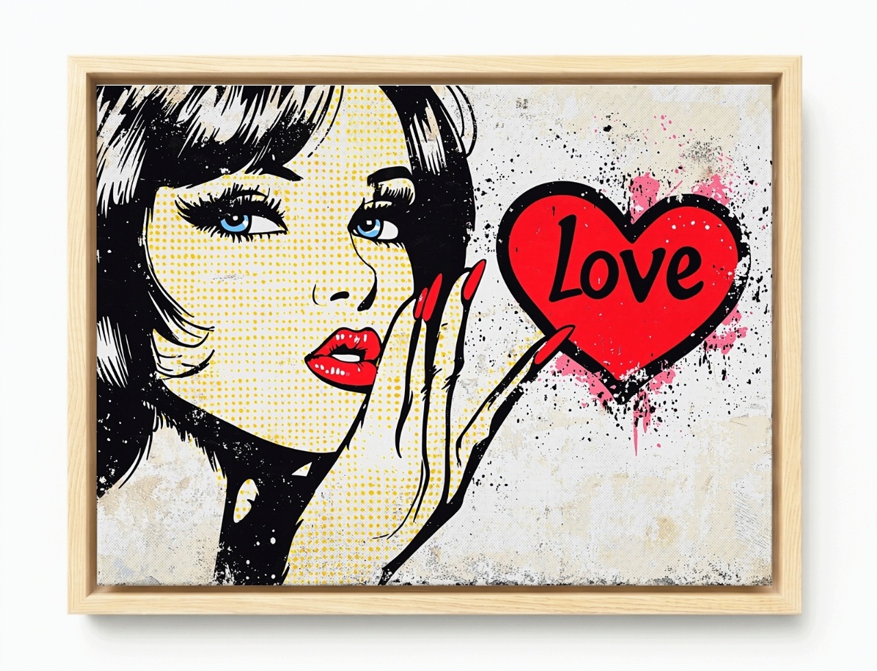 Obraz Rám American Box Graffiti Street Pop Art Žena Srdce Love 80x60