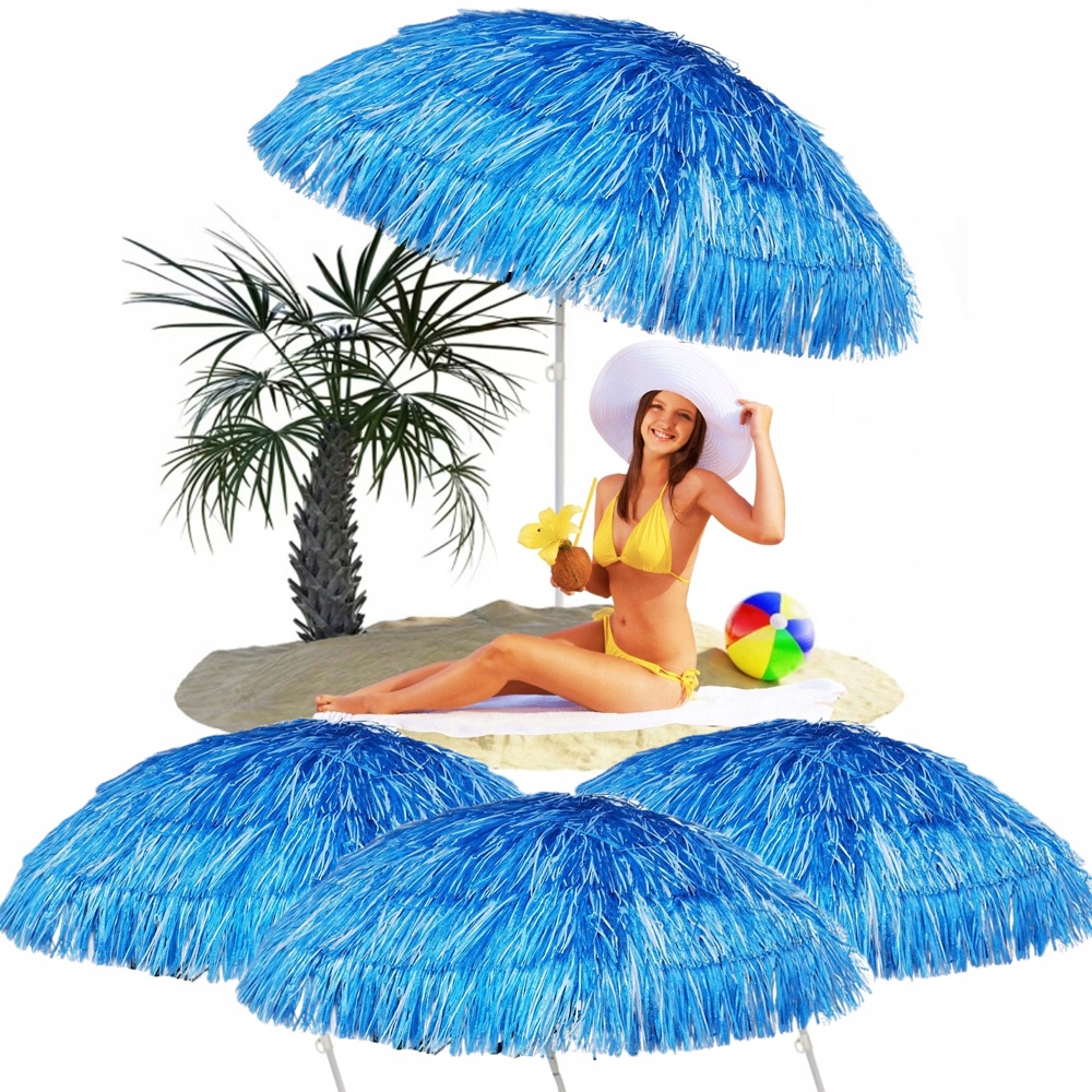 4 X Velký Plážový Slunečník Zahradní Balkon Havajská Lomená Terasa Pláž 150 CM