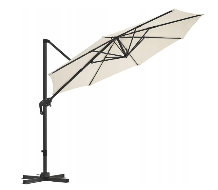 Duży Parasol Ogrodowy Składany Solidny Mocny 300 CM Z Podstawą Obracany