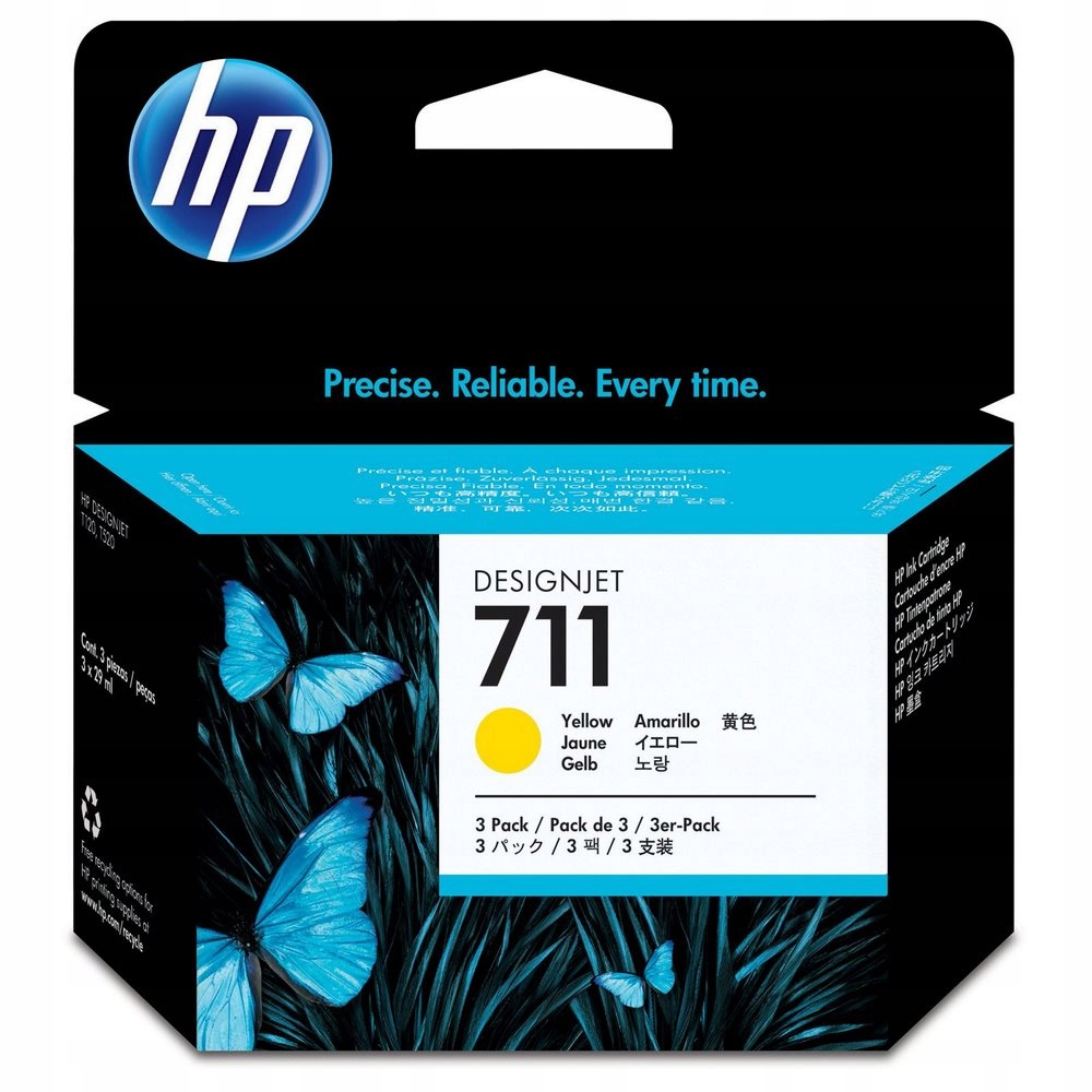 Hp inkoustová kazeta 711 žlutá CZ136A originál 3-pack