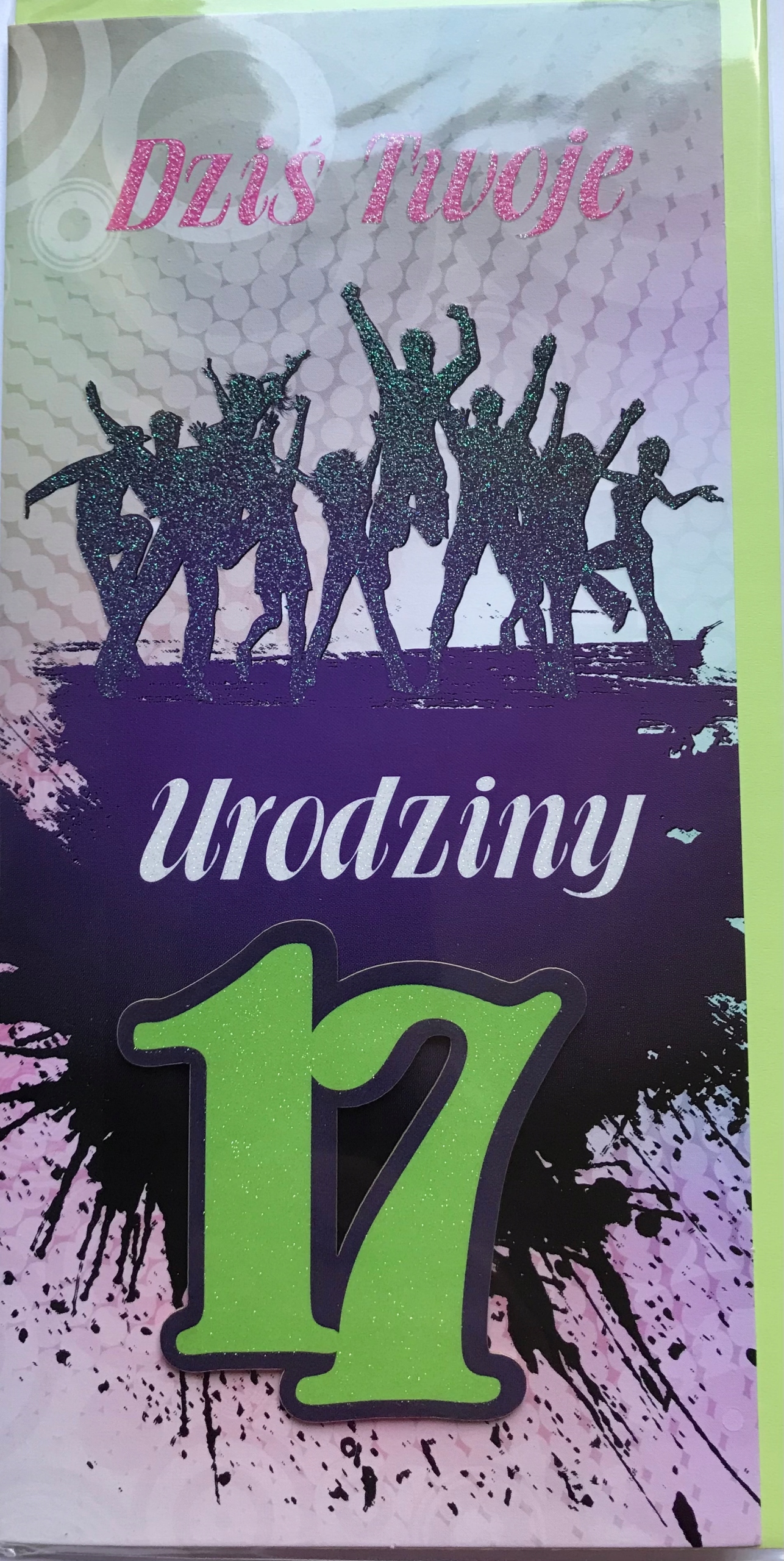 Karnet kartka urodzinowa 17 życzenia koperta