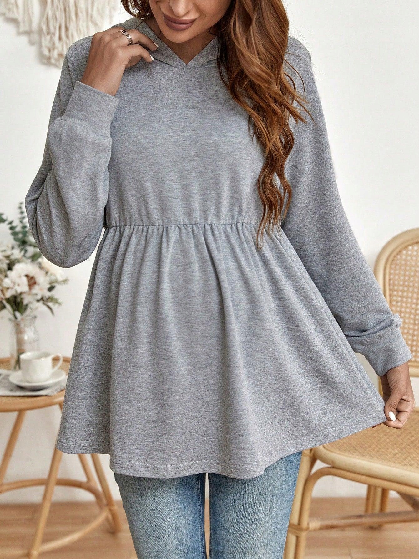 SZARA CIĄŻOWA DRESOWA CIENKA BLUZA KAPTUR BASKINKA DŁUGI RĘKAW SHEIN 40