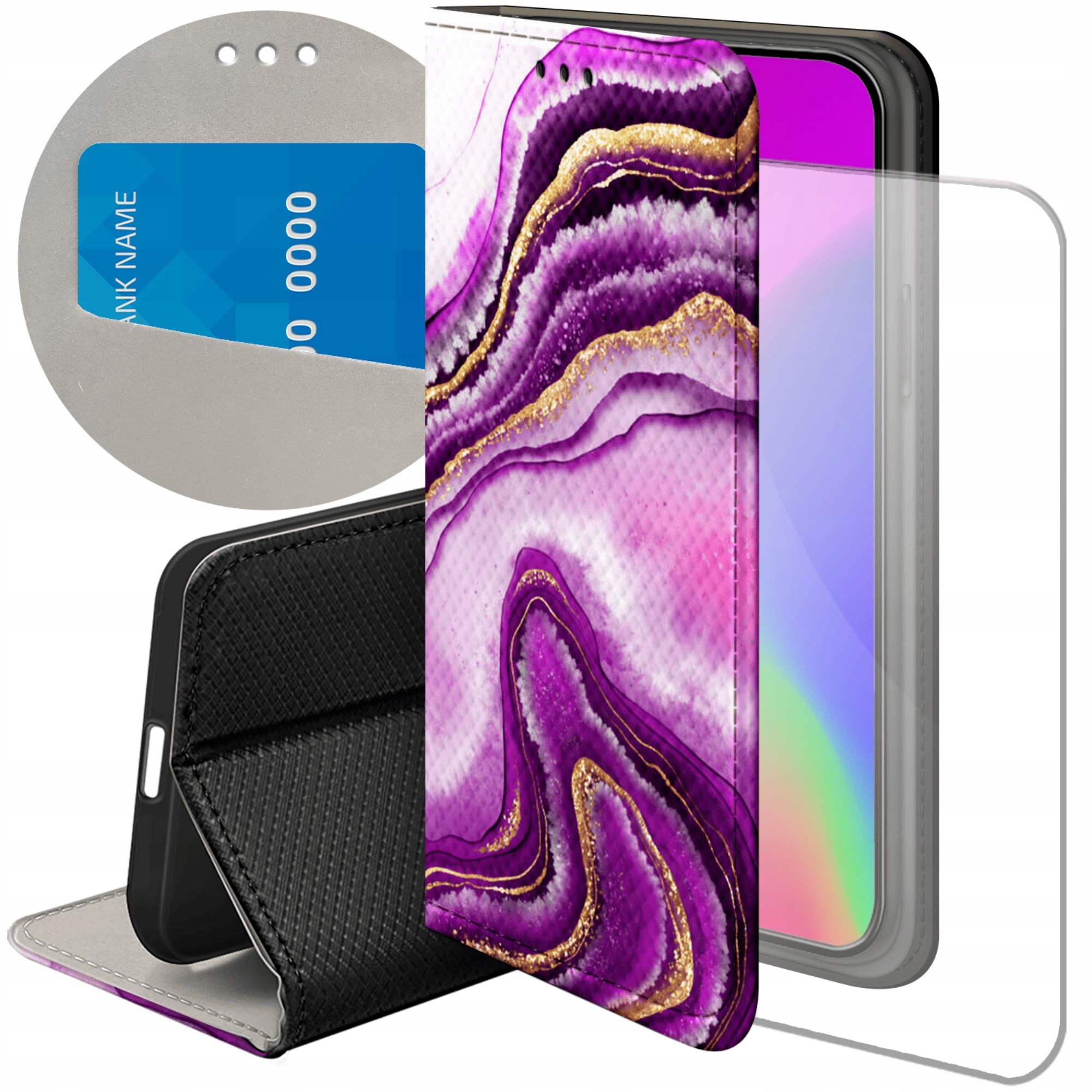 Etui Do Xiaomi Redmi A1 Różowy Marmur Purpura Róż Marmur Case +szkło