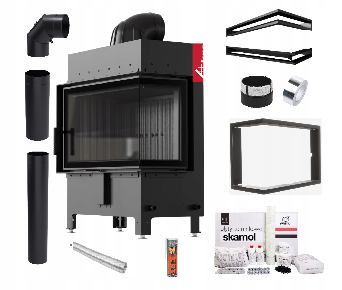 Krbová Vložka Lucy 14 kW Pravá Černá Ocelová Ekodesignová Sada