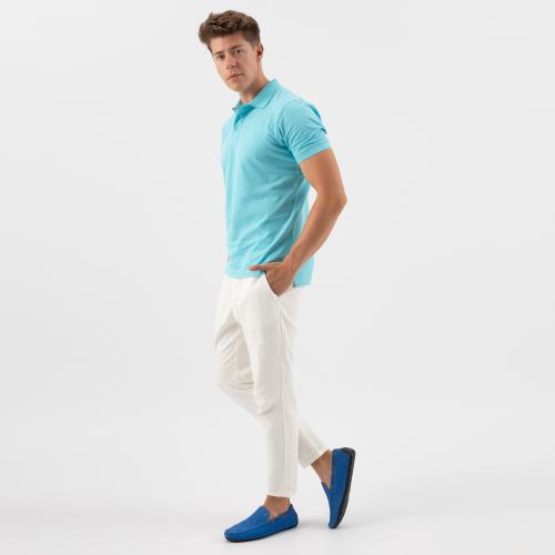 BUTY MĘSKIE SKÓRZANE obuwie mokasyny SKÓRA WELUR Wojas niebieskie r. 41 Kolor niebieski