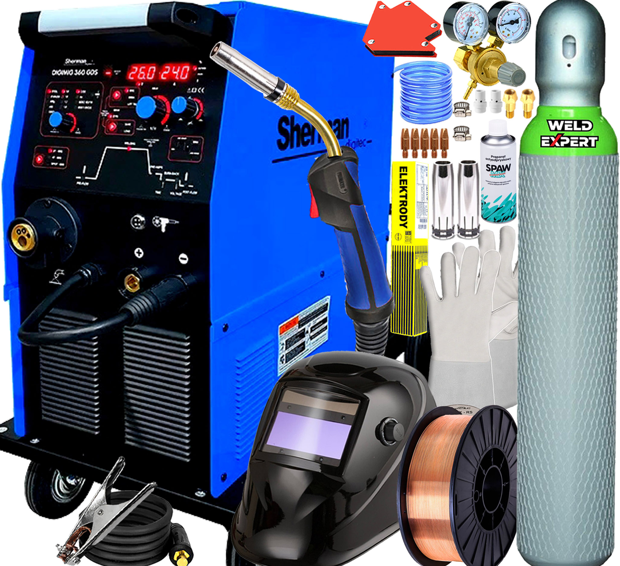 Synergická Invertorová Svářečka Migomat Poloautomatická Sherman Digimig 360GDS