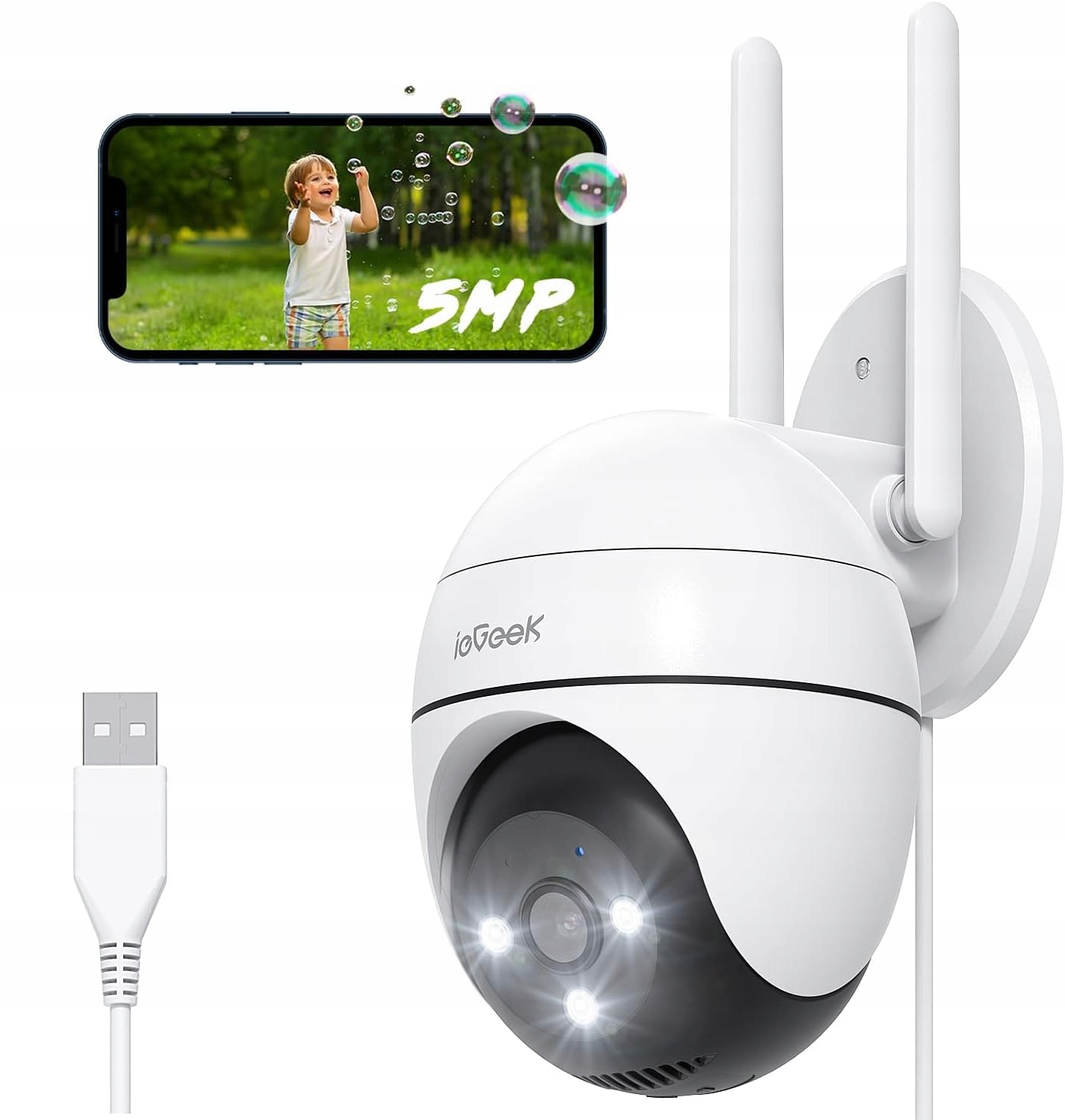 Otočná Venkovní Kamera Ip Wifi 4X Zoom 5MPx Detekce Alarm 4x Zoom