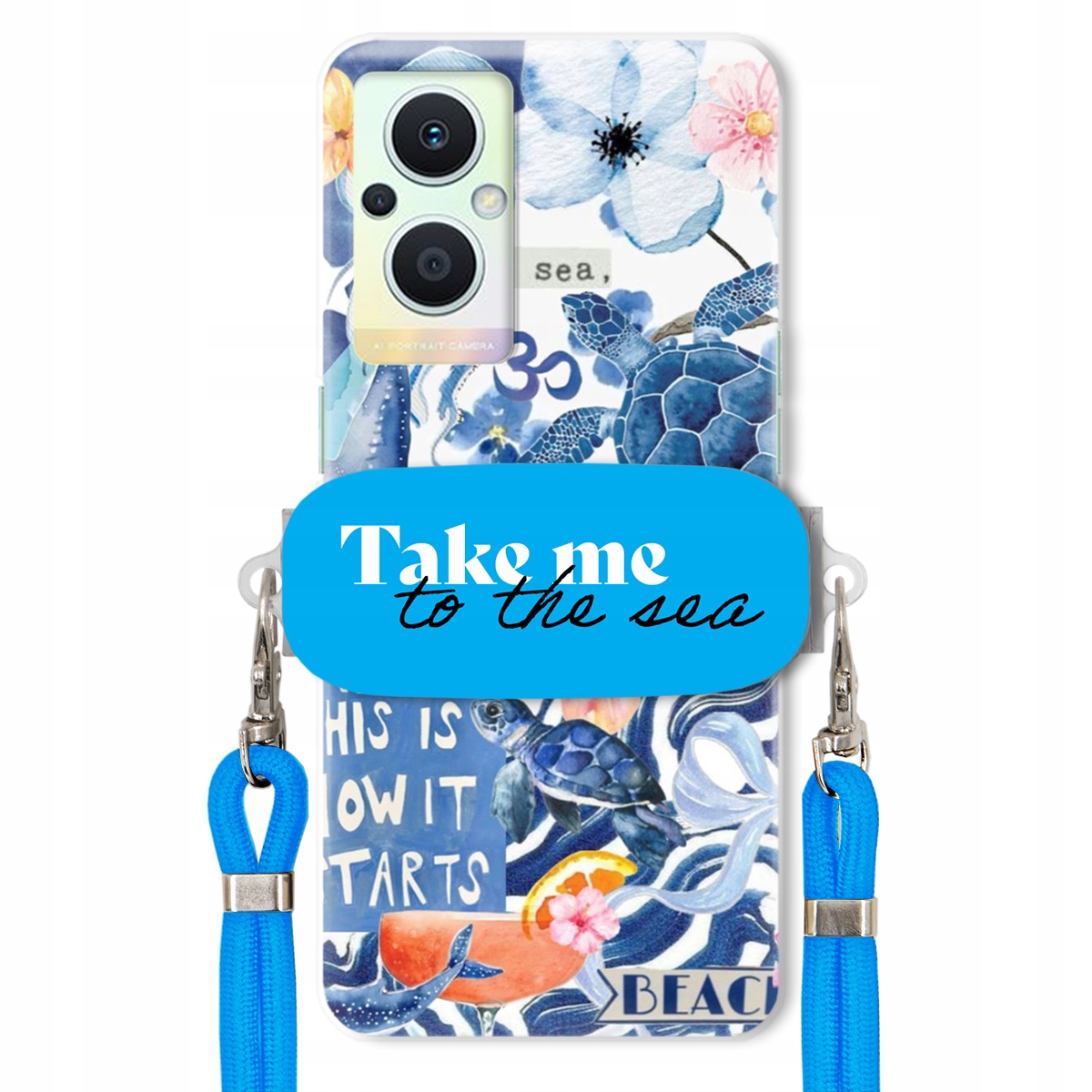 Pouzdro pro Oppo Reno 8 Lite Vodítko Crossbody Blue Držák Take Me To The Sea
