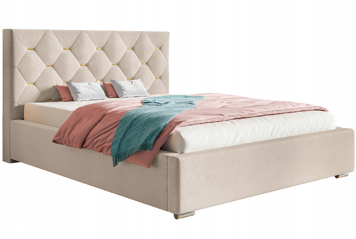 Łóżko LUX17 200x200 pikowane stelaż + pojemnik