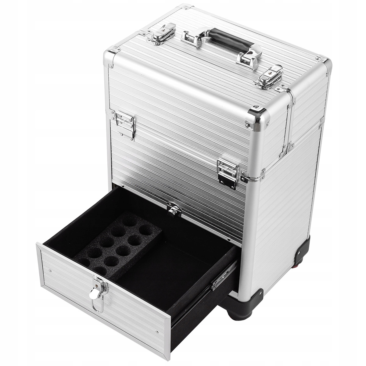 KUFER KUFEREK KOSMETYCZNY DUŻY NA KÓŁKACH WALIZKA Szerokość produktu 34 cm