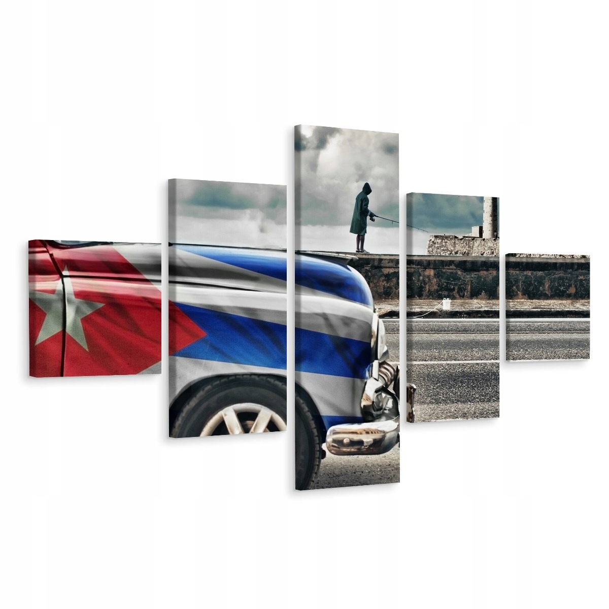 Obraz Pentaptyk Hawana Flaga Kuba Auto 3D 250x150