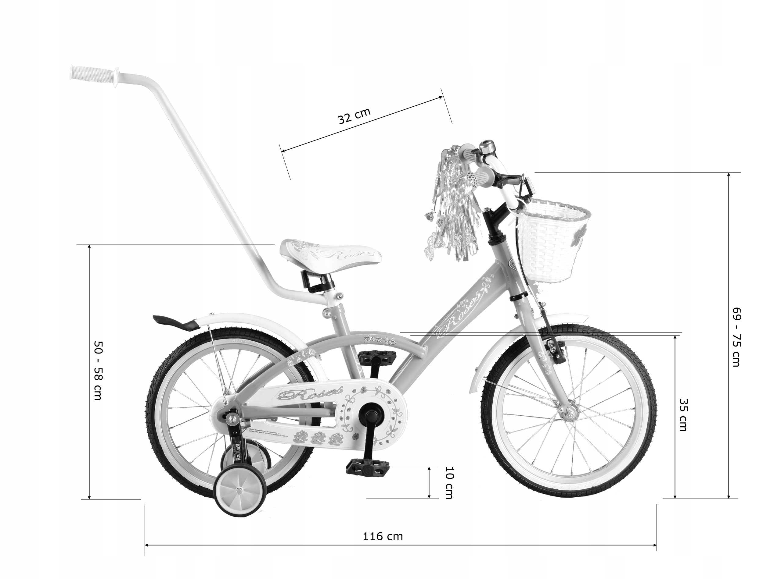 Polski Rower dziecięcy 16 cali TURBO ROSES Marka Artpol