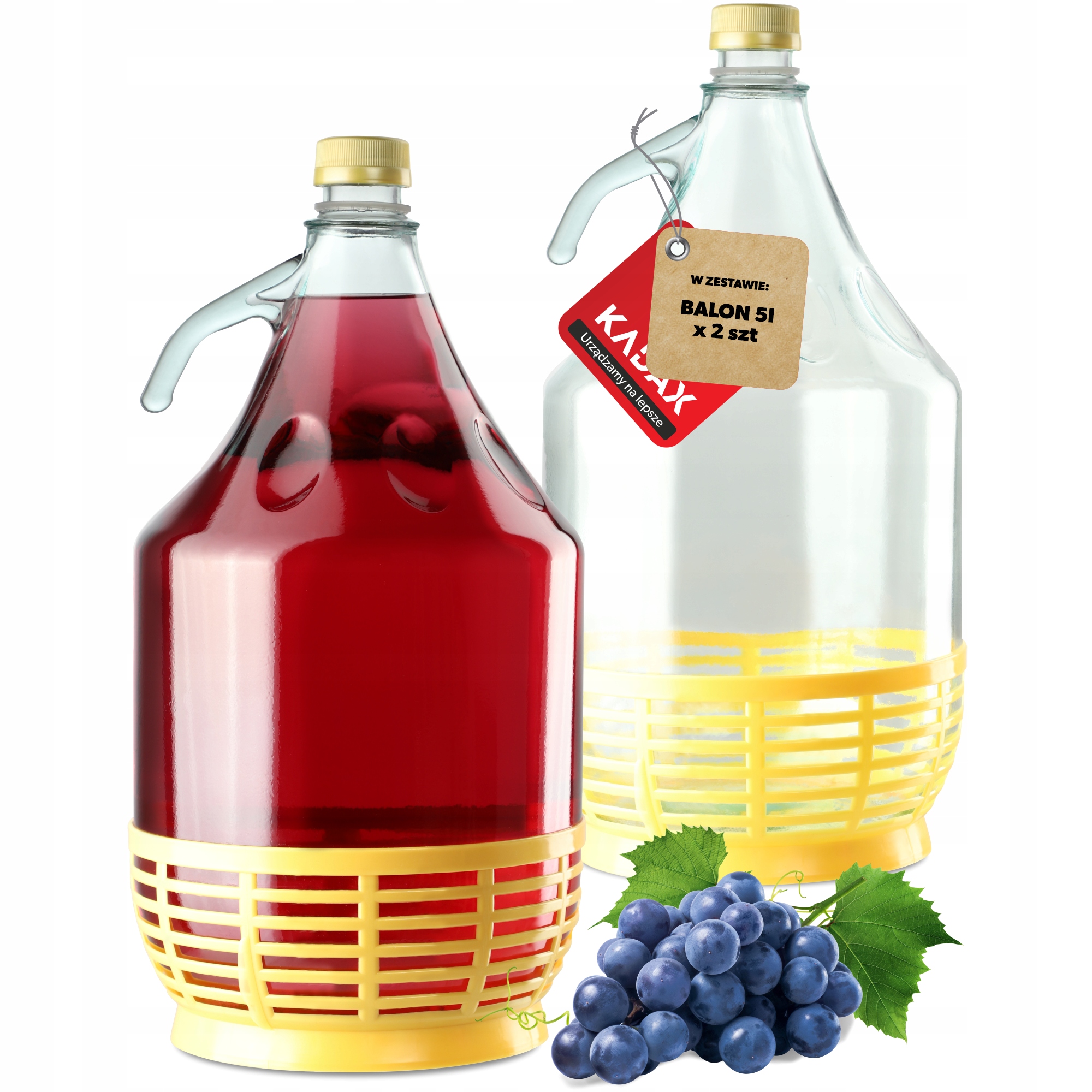 

Gąsior 5L Balon Dama Butelka Na Wino W Koszu 2szt