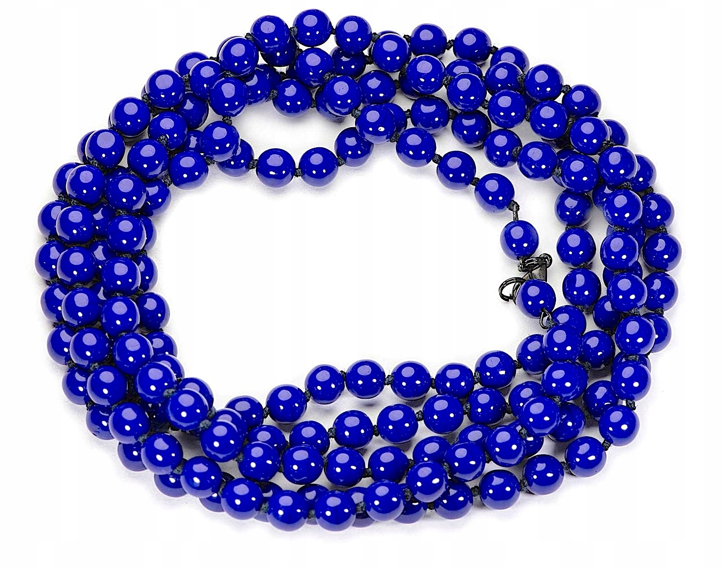 Naszyjnik Korale Wiązane Bardzo Długi Niebieski Kobalt Modny Kiara