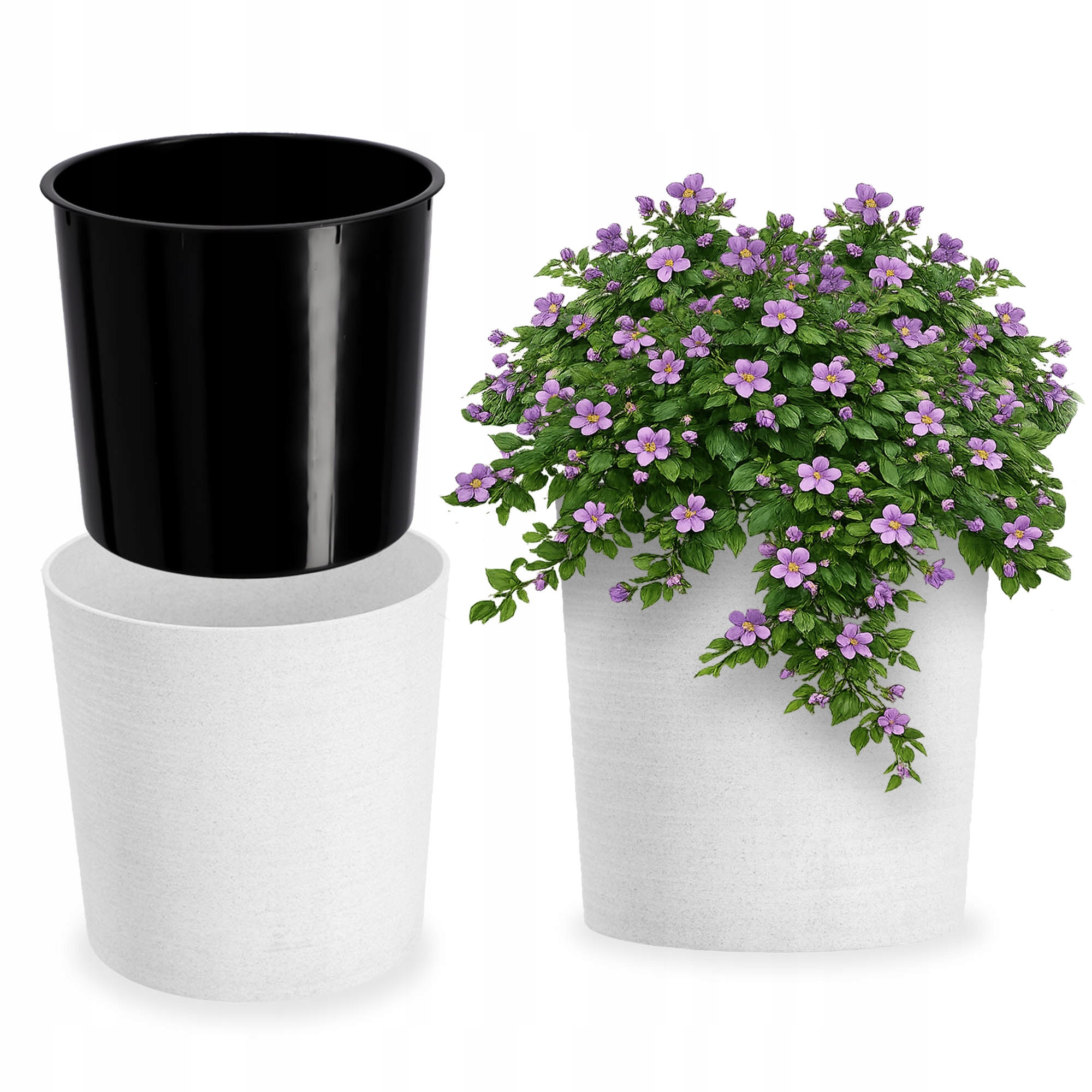 Květináč Obal Na Květiny Bílý Rostliny Květináč Plastový 30 cm