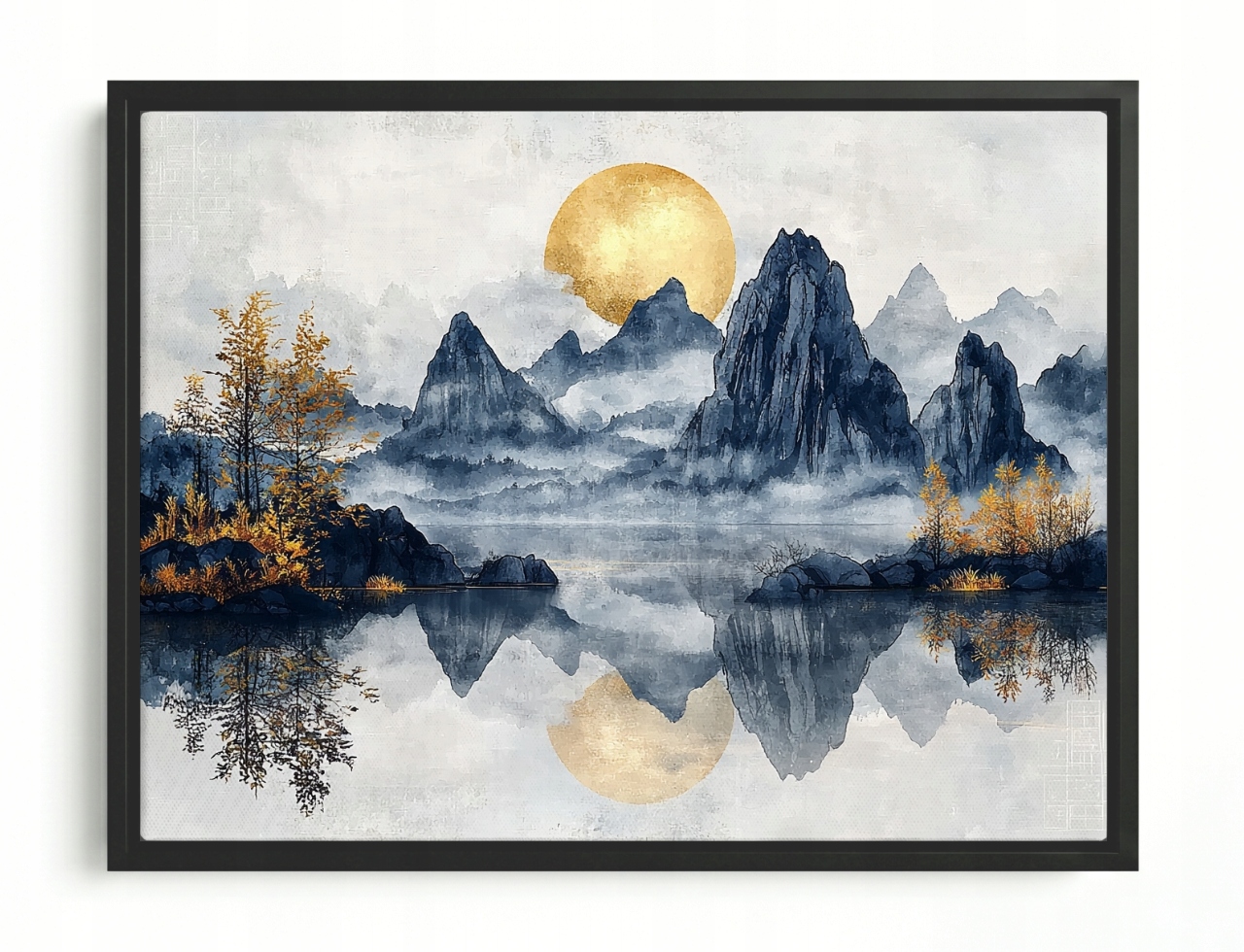 Obraz Rám Americký Box Hory Slunce Jezero Příroda Zen Feng Shui 100x75