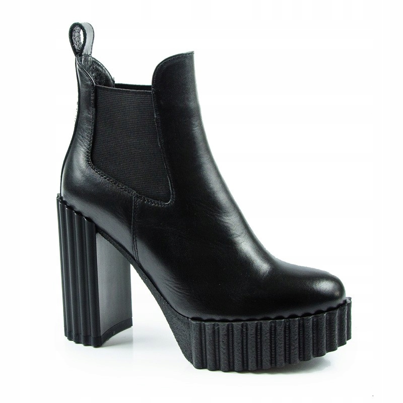 Carinii B8758 Kotníkové Boty Sloupek Kůže Lico Černé 39