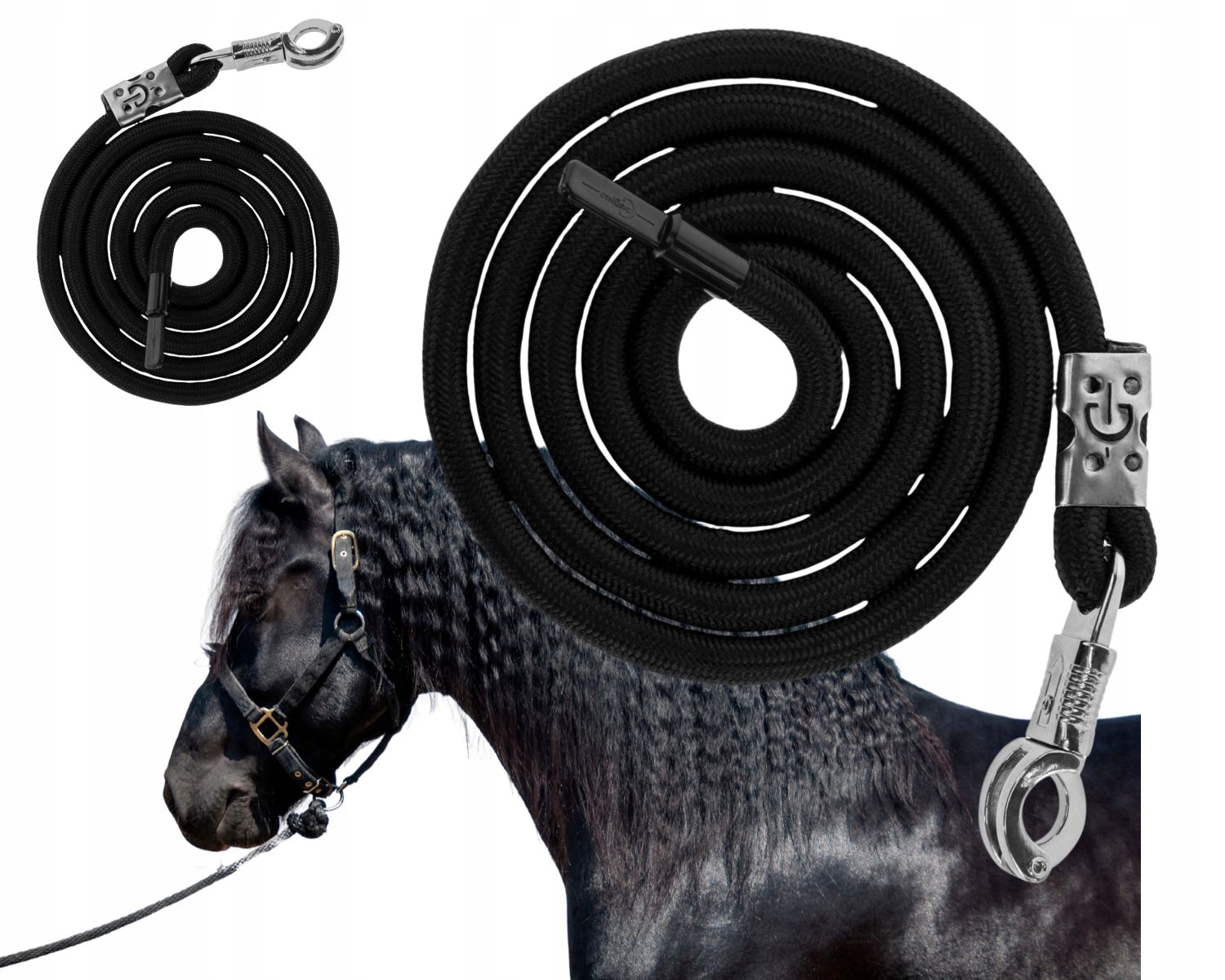 Uwiąz BEZPIECZNY karabińczyk czarny 2 metrowy