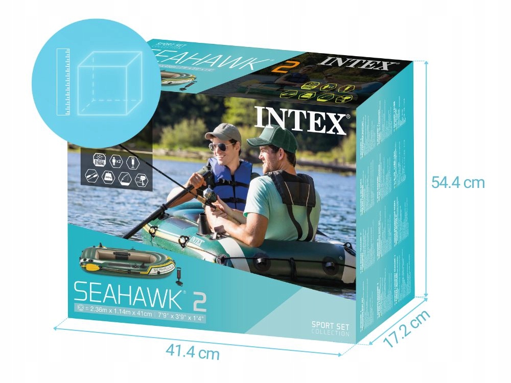 Ponton Seahawk 2 osoby Pompka + Wiosła Wędkarski Intex 68347 MODEL 2024 Marka Intex