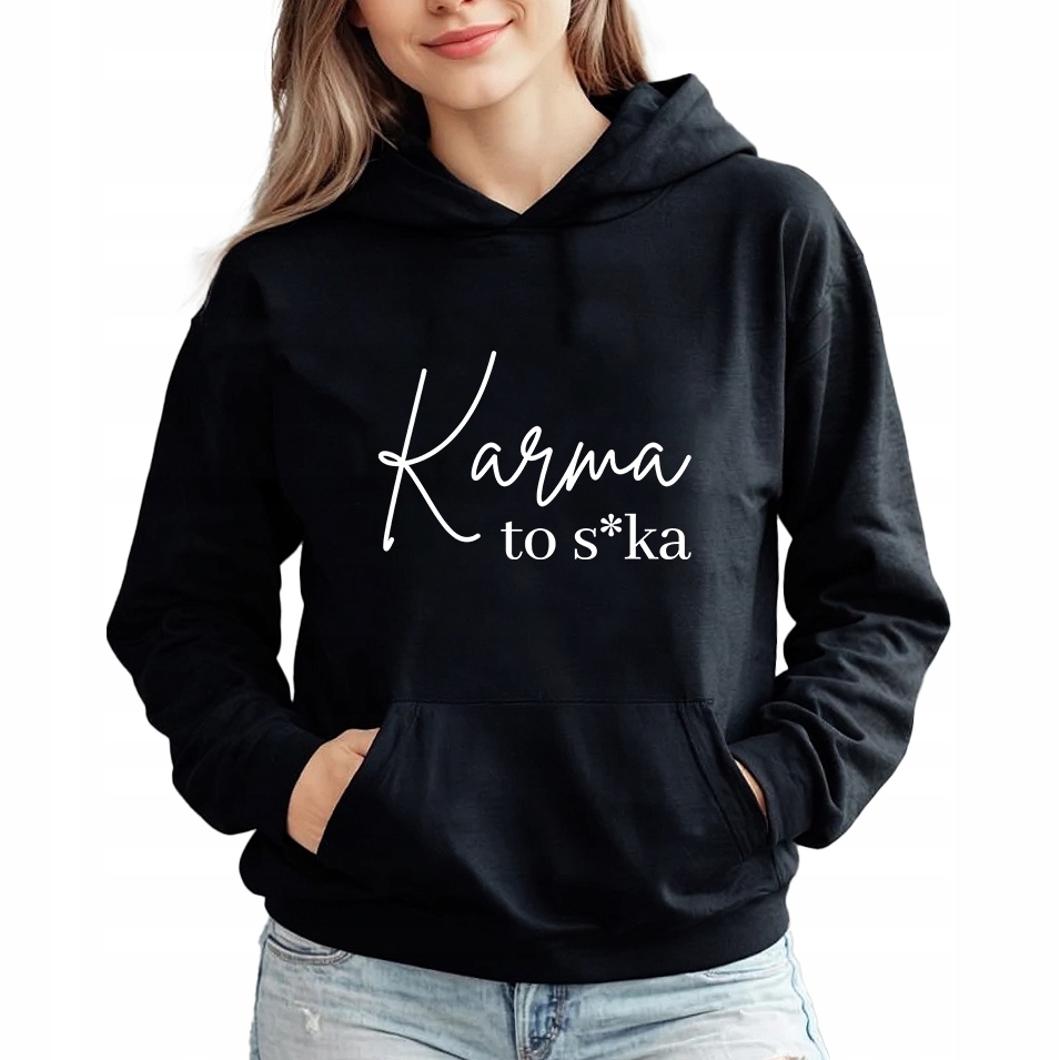 Mikina Černá Kapuce Dárek Narozeniny Motivační Karma To S*ka XXL