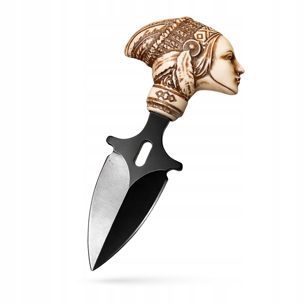 Push Dagger Nóż Ostrze Obosieczny Indiański Wojownik Kabura Retro Vintage