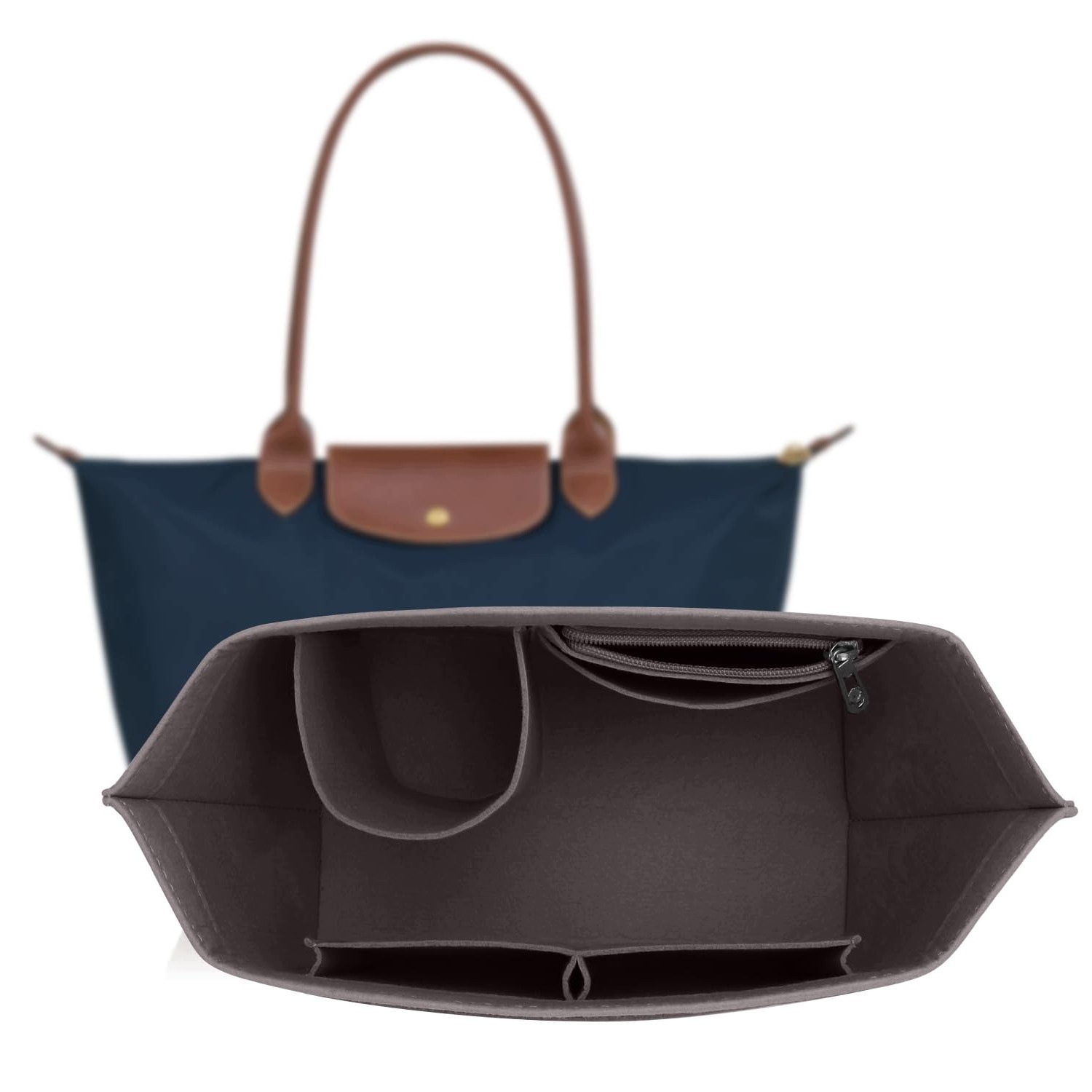 Wkładka Organizer Do Torebki Longchamp Le Pliage Filcowa Ciemnoszara M
