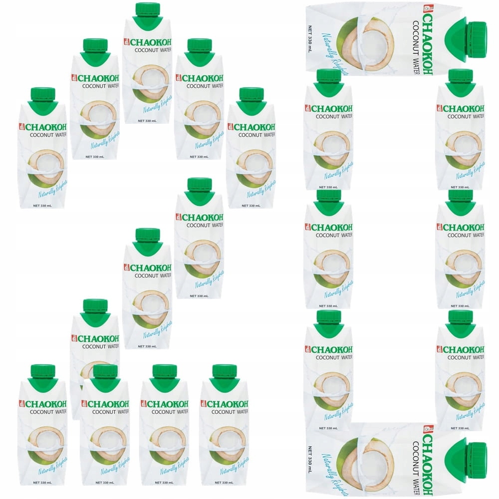 20x Zdrowa Woda Kokosowa z Kokosa 100% Naturalne Nawodnienie 330ml Chaokoh