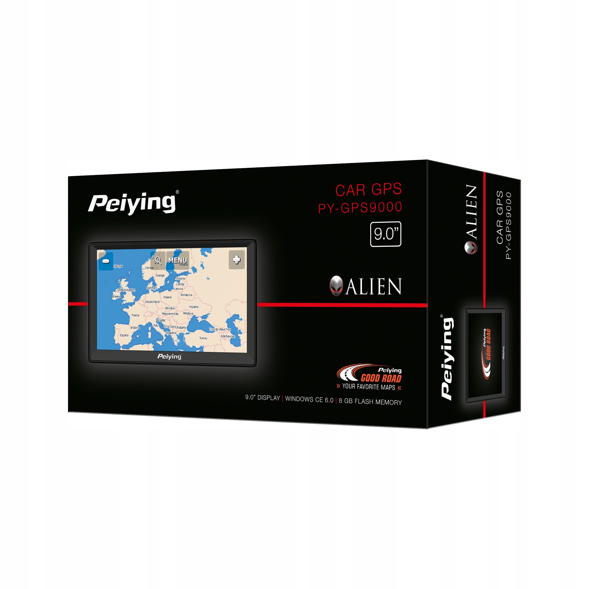 LCD 9'' automobilová Gps navigace mapa Evropy Peiying Alien PY-GPS9000