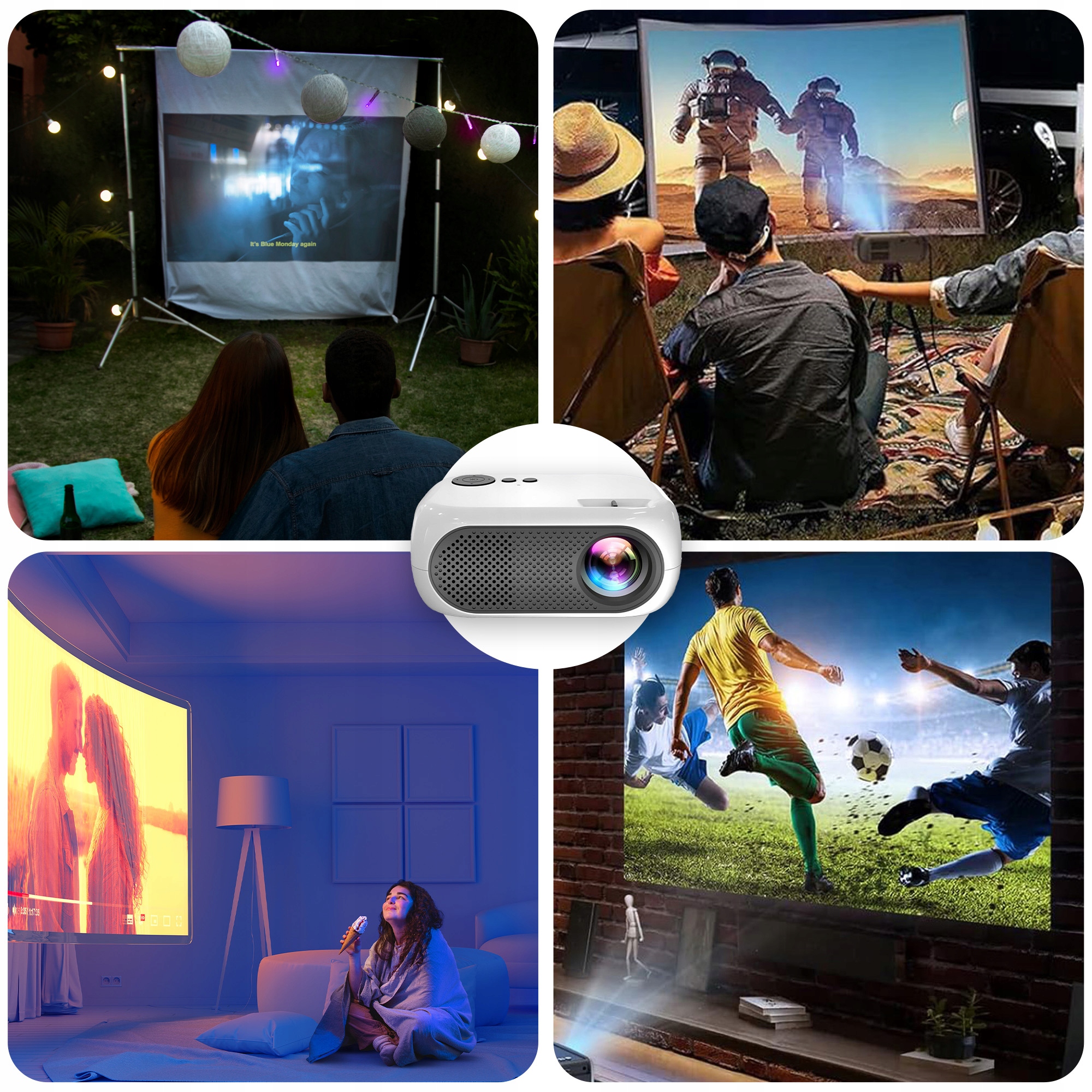 PROJEKTOR RZUTNIK FULLHD MULTIMEDIALNY SMART TV PRZENOŚNY USB HDMI MICROSD Marka bez marki