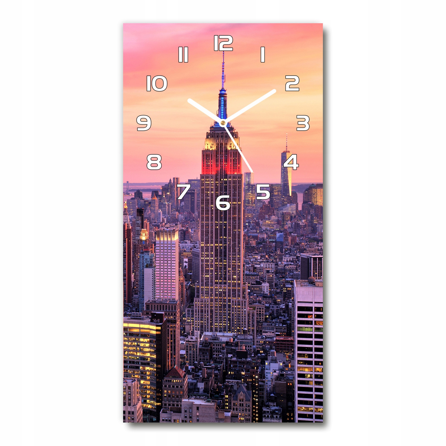 Sklenené nástenné hodiny New York západ 30x60 cm