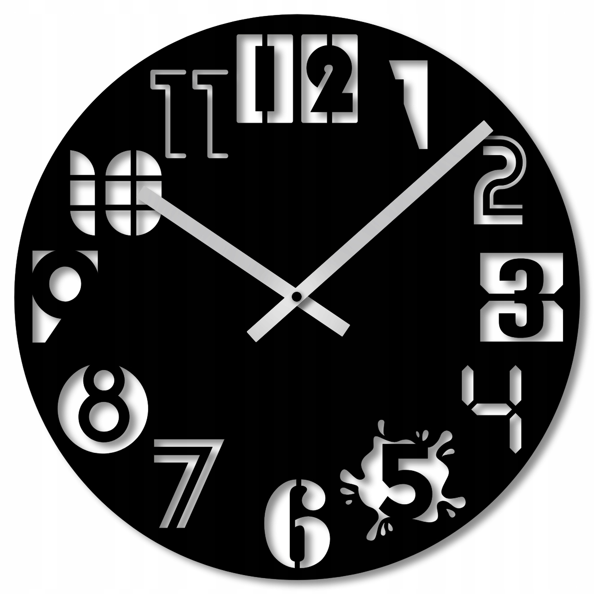 Nástěnné Hodiny 50 cm Dřevěné Nástěnné Hodiny Černé Moderní Geometrické