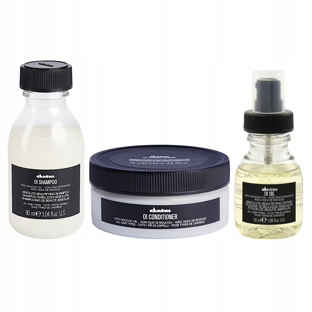 Davines Oi Oil šampon 90ml kondicionér 75 Ml olej 50ml
